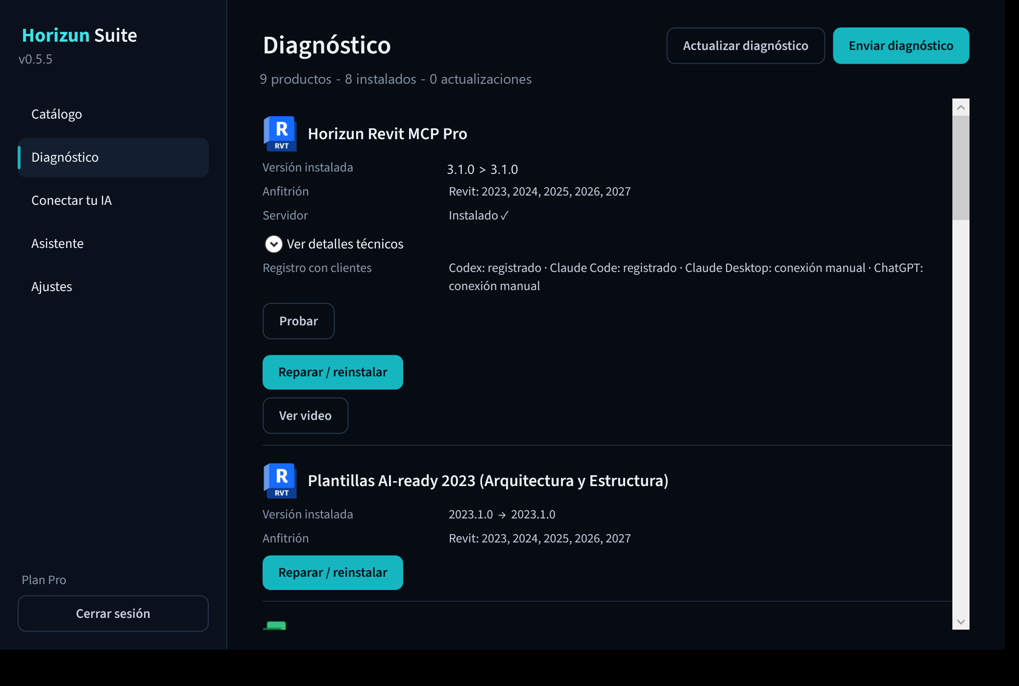 Diagnóstico de Horizun Suite 0.5.5
